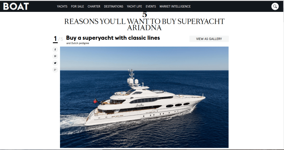 Boat International copywriting: yachts for&nbsp;sale